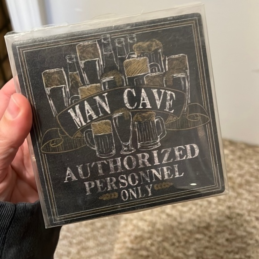 NIB Man Cave Ceramic Coasters - SET OF 4